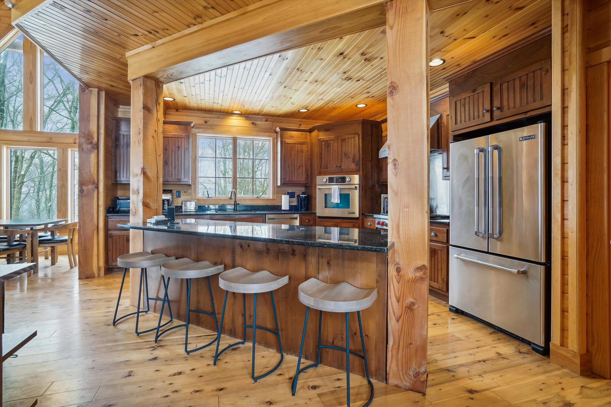 Extra seating at the breakfast bar.