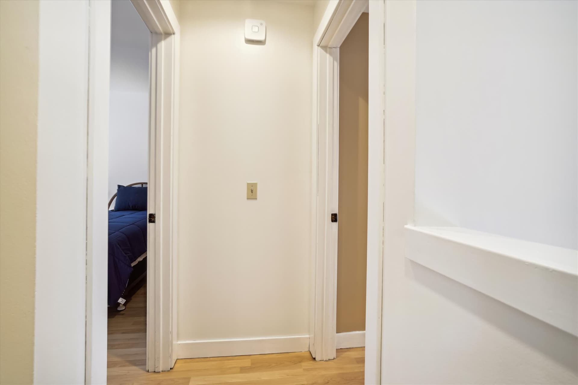 Between the bedrooms.