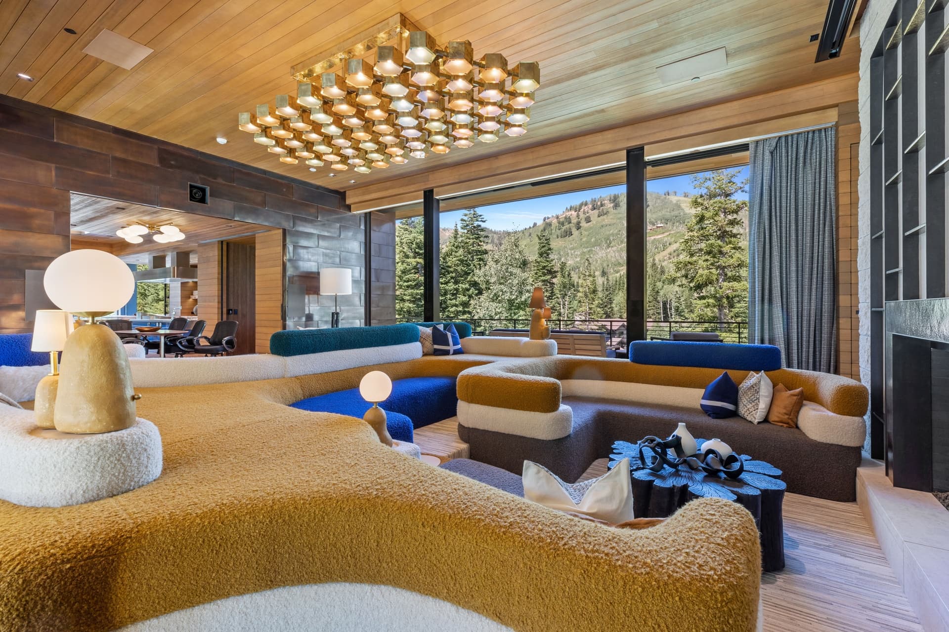 Living Space With Custom Multi Level Couch.