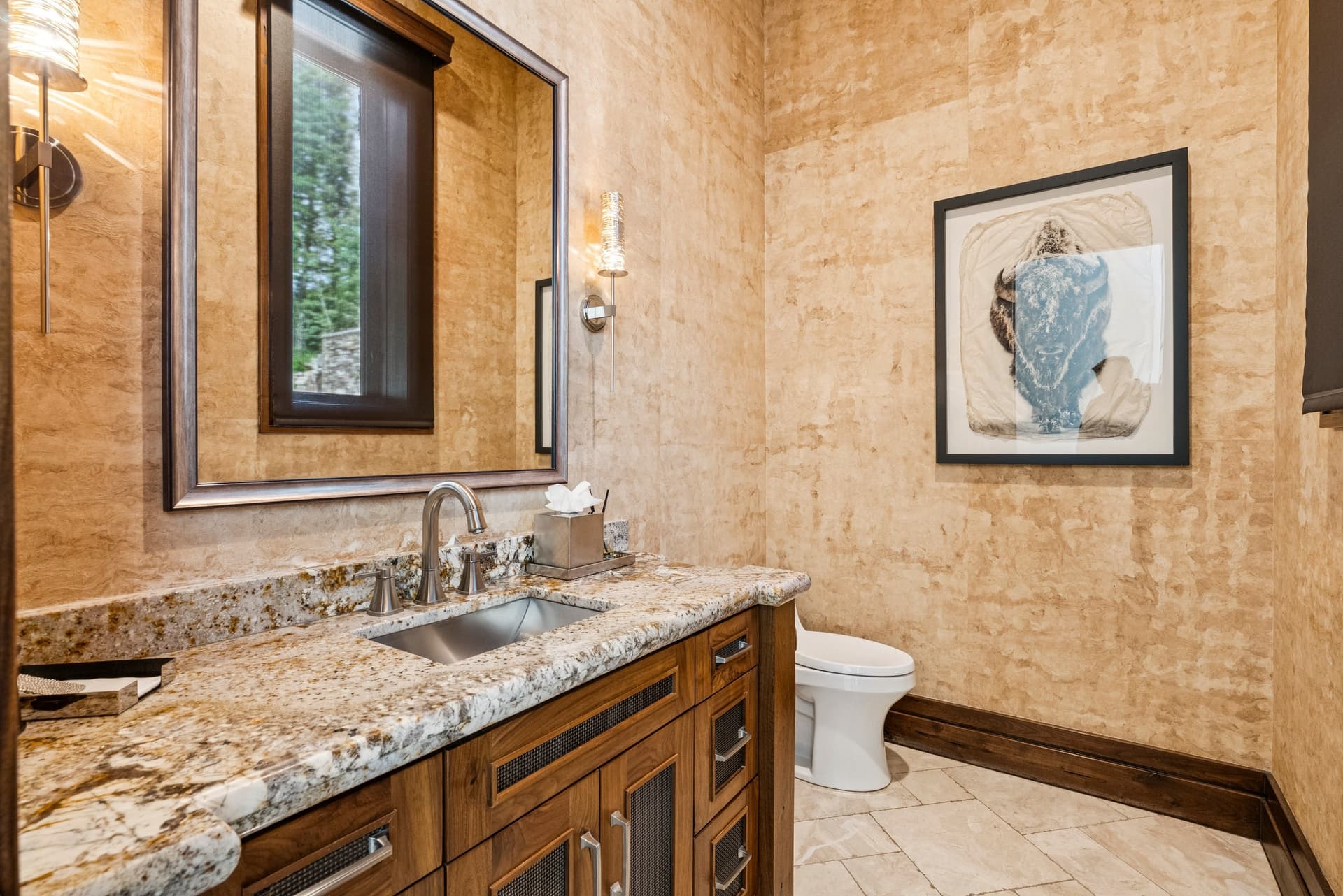 bathroom with large sink vanity